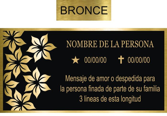 lapida bonita de bronce 50x25